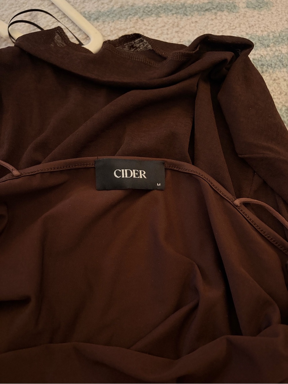 NWOT Cider chocolate brown boat neck long sleeve/tank top two piece shirt medium - Picture 5 of 5
